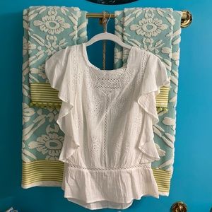 Rocks and indigo sz XS white peasant blouse with lacework